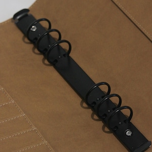 Vegan Leather A5 Binder Planner Cover 6 Ring Faux Leather Black or Fawn with Magnetic Closure and Pockets Organizer for A5 Inserts Ideal for 2025 Planning Personal or Professional Use
