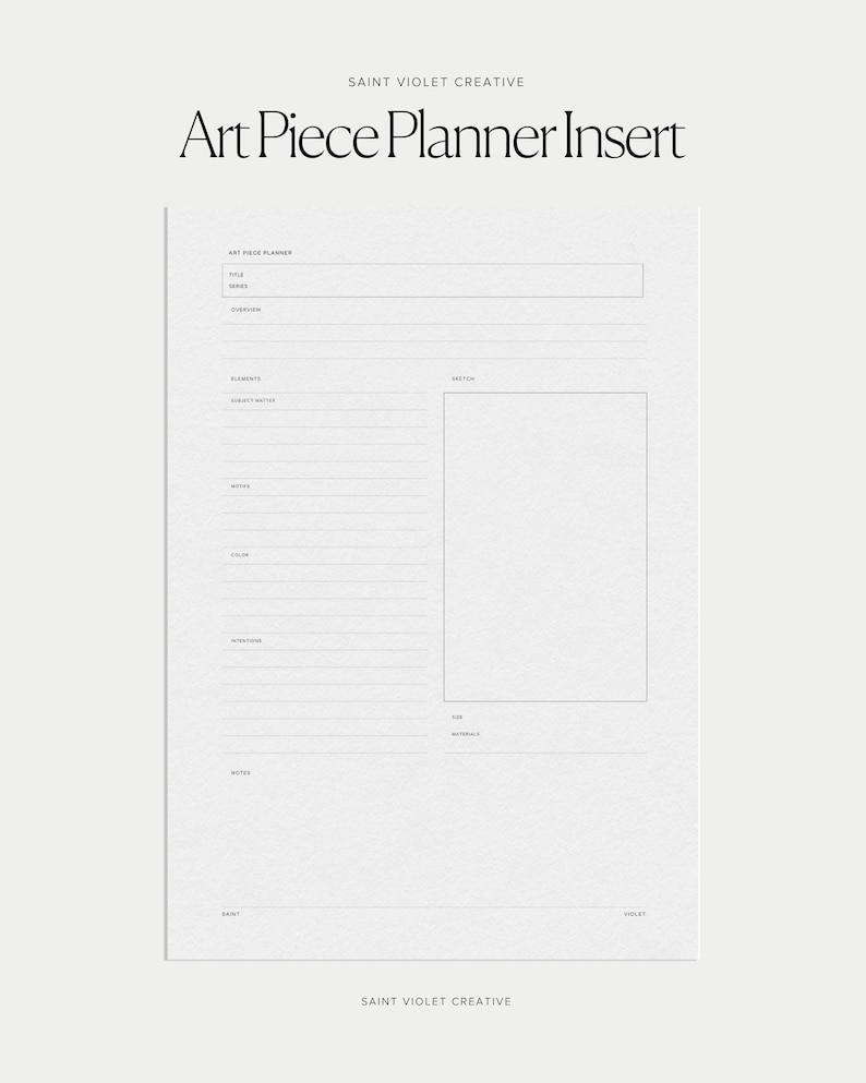 Creative Project Planner for Artists and Designers Art Piece Planner Printable A5 Printable Inserts Graphic Design Gift for Artist Art Supplies Art Project Management Creative Brief Project Tracking Sheets