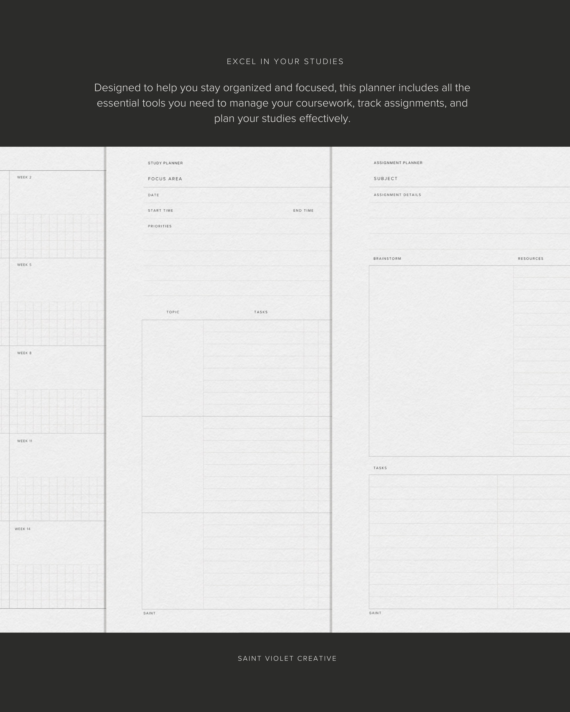 Printable Academic Planner Bundle College Study Planner Printable ...
