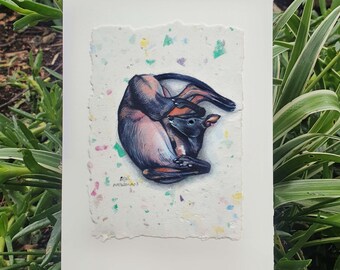 Confetti Greyhound ORIGINAL PAINTING - A5 size (5.8 x 8.3 inches) acrylic painting | lurcher, whippet, sighthound illustrated artwork