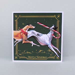 Weihnachten Festliche GRUSSKARTE | Weihnachten, Windhunde, Lurcher, Whippet, Iggy