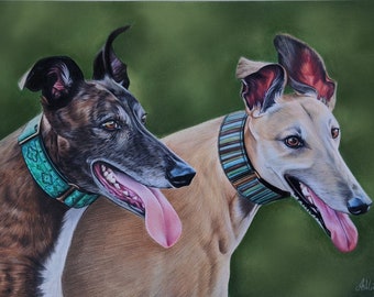 CUSTOM 40 x 30cm Pet Portrait in pastel pencils