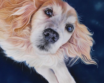 CUSTOM 40 x 30cm Pet Pencil + Pastel Portrait