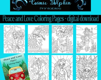 Peace and Love Coloring Pages - Digital Download