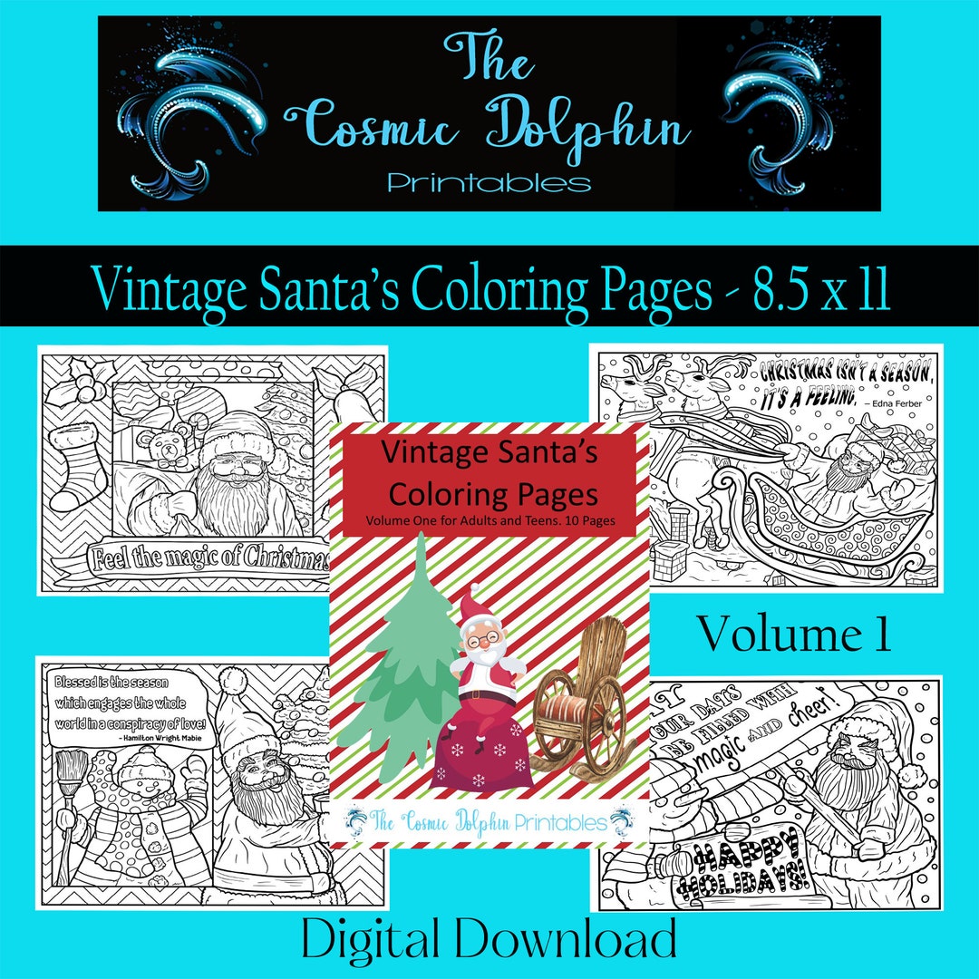 Vintage Santa Coloring Pages Volume 1 - Etsy