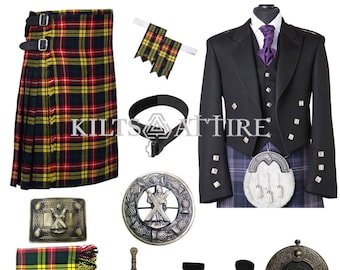 Giacca da uomo Prince Charlie ST Andrew Abito da sposa scozzese Abito kilt Abito kilt tradizionale disponibile in vari oltre 50 colori tartan.