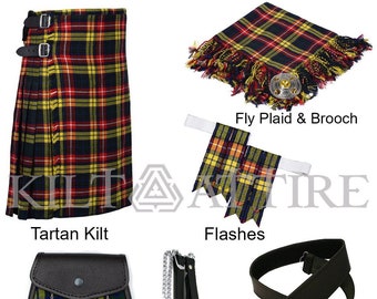 Men's Scottish Wedding kilt set & 6 pieces Dress Traditional Kilt Set  Available in Various 45+ Tartans.