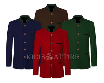 Trachtenjacke | rot, blau, grün, braun, grau Trachtenjacke | Herren Serge Wolljacke | Trachtenjanker zum Oktoberfest
