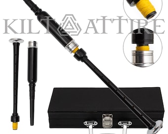 Highland Bagpipe Handmade Practice Chanter Cocus Wood With Imitation Ivory, Carrying case & 2 Reeds.