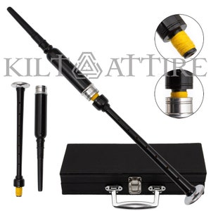 Highland Bagpipe Handmade Practice Chanter Cocus Wood With Imitation Ivory, Carrying case & 2 Reeds.