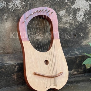 Rosewood Lyre Harp Handmade Lyre Harp 10 Strings/Lyra Harp Free Bag, Strings Set And Key