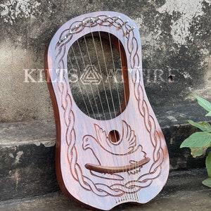 Rosewood Sparrow Lyre Harp Handmade Lyre Harp 10 Strings/Lyra Harp Free Bag, Strings Set And Key