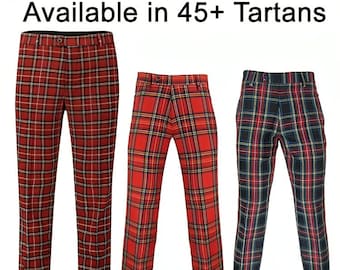 Scottish Man's Tartan Pants Custom Made Tartan Trousers Handmade Dress Pant For Wedding Golf Pants Scotland Available in 45+ Tartans.