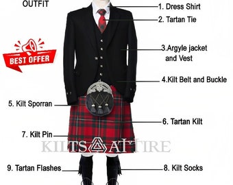 Schottische Hochzeit Herren Argyle Kilt Jacke Schottisches Outfit Hochzeit Kilt Kleid Traditioneller Kilt Outfit Erhältlich in Verschiedenen 50+ Tartan Farben