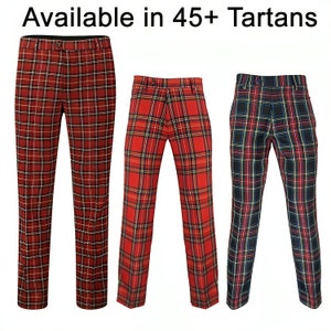 Mens Slim Fit Plaid Checkered Pants Stretch Casual Work Pants Trousers