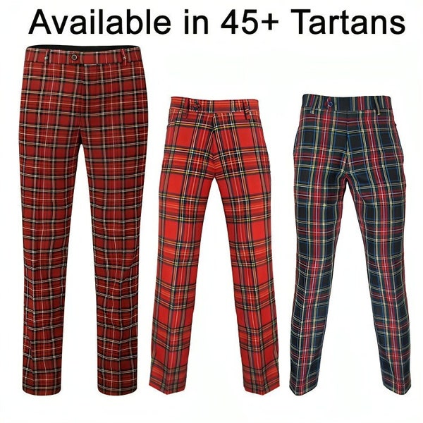 Scottish Man's Tartan Pants Custom Made Tartan Trousers Handmade Dress Pant For Wedding Golf Pants Scotland Available in 45+ Tartans.