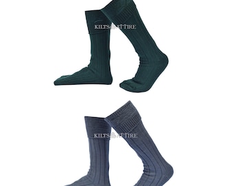 Men's Kilt Socks Scottish Highland Kilt Hose Available in Grey and Green Colors