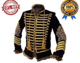 Men&#39;s Napoleonic Hussar Jacket - 18th Century Military Uniform Tunic Pelisse Jimi Hendrix Jacket | Chest Size 34&quot; to 54&quot; Inches
