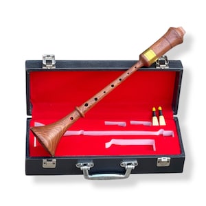 Rosewood RAUSCHPFEIFE Small Wooden Medieval Shawm Instrument with Two Reeds Music Instrument With Hard Case