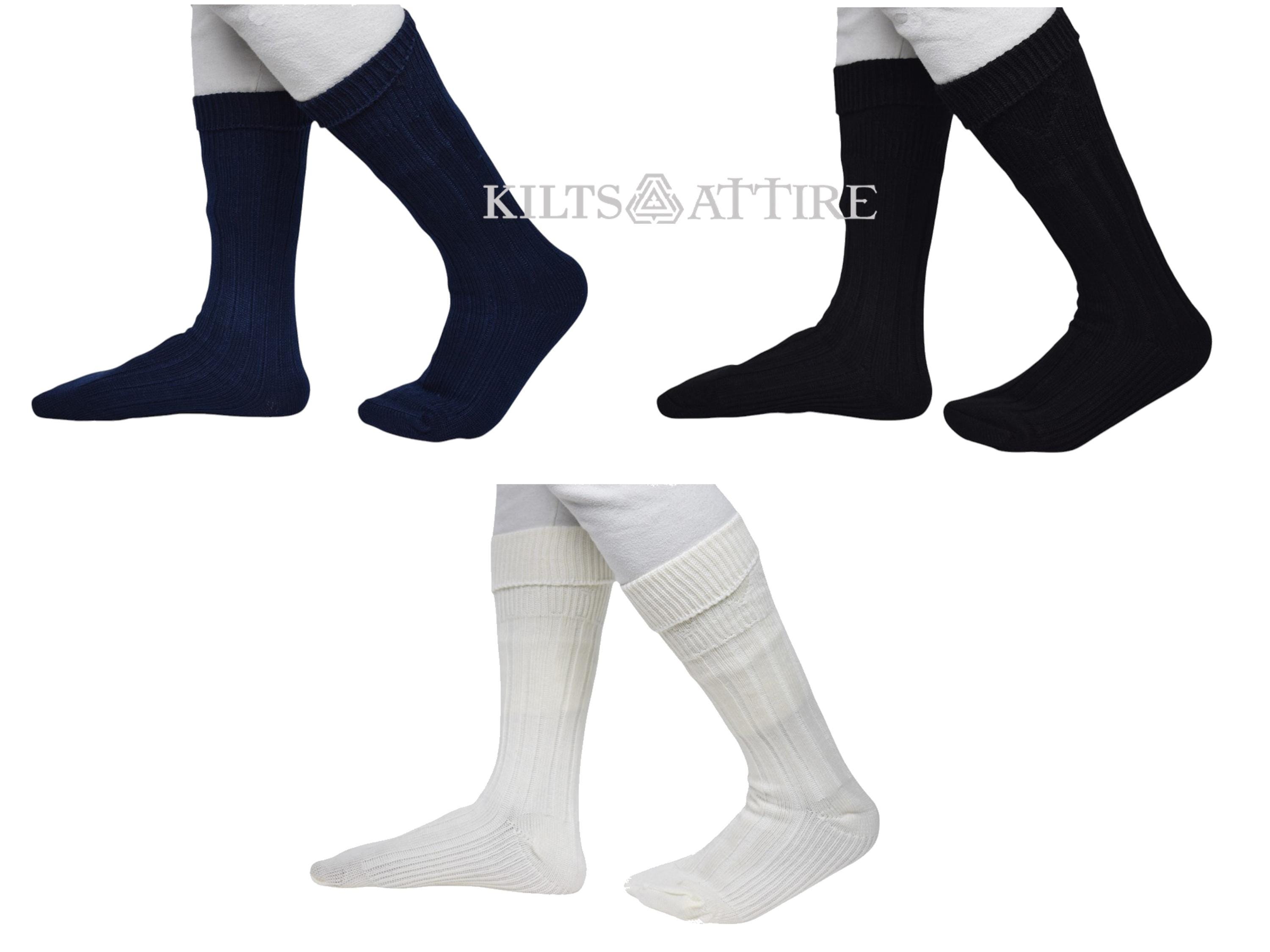 Scottish White Kilt Hose Socks For Men | Traditional Wool Blend Socks Size M L XL 2XL