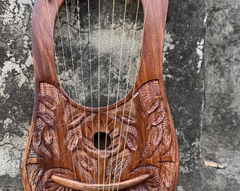 Arpa de lira New Flower de 10 cuerdas, hecha a mano en palisandro, con cuerdas y llave gratis.