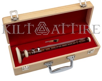 Wooden Chanter Tuneable Rosewood Bombard Chanter + 2 Reeds with Hard Case