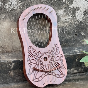 Rosewood Sparrow Lyre Harp Handmade Lyre Harp 10 Strings/Lyra Harp Free Bag, Strings Set And Key