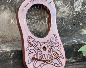 Rosewood Sparrow Lyre Harp Handmade Lyre Harp 10 Strings/Lyra Harp Free Bag, Strings Set And Key