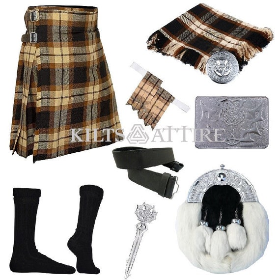 Scottish kilt set Men's Wedding kilt outfit & 9 pieces Dress Traditional Kilt Set  Available in Various 45+ Tartans.
