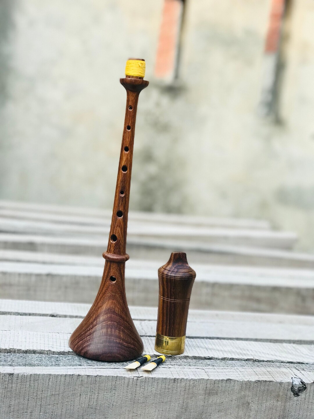 Handmade Rosewood RAUSCHPFEIFE Small Wooden Medieval Shawm Instrument