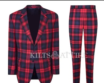 Men's Tartan Suit 2 piece Jacket And Pant Scottish Tartan Formal Outfit  and Casual Suit Available in 50+ Tartan Colors.