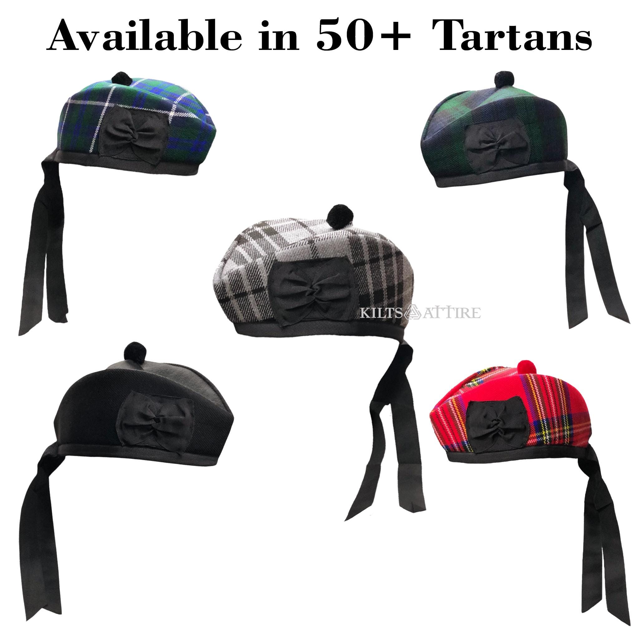 Tartanista Berretto Scozzese Glengarry In Pura Lana - Nero, Taglia 60 Cm - Tradizionale Cappello Scozzese