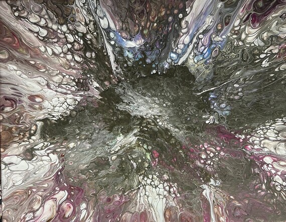 The Copse in the Rain: bloom and cloud pour on 16”x20” canvas