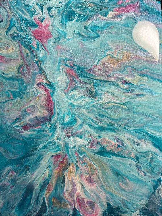 Fluid Acrylic Bloom Technique painting entitled  “Waterfall”