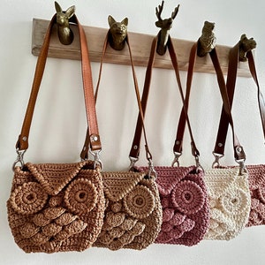 Sac à main fille. Sac à main au crochet. Cadeau petite fille. Accessoires pour enfants. Sac hibou. Porte-monnaie hibou. Boisé. Porte-monnaie fait main.