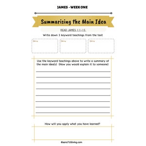 Bible Study Worksheet | Worksheet | Bible Journaling | Bible Study | Bible | Study Bible | James Bible Study Worksheet
