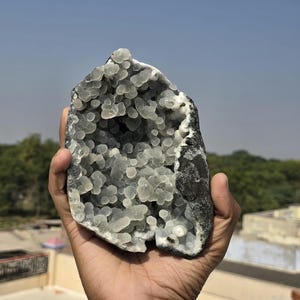 Rare Natural Grape Apophyllite On Black Chalcedony Geode - Apophyllite - Dimond Apophyllite - Clusters - Zeolites - Gift - Home Decoration