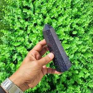 Large Blue Goldstone Obelisk Tower | Blue Goldstone | Crystal Obelisk | Weight 480Grams | Height 14.73Cm | Healing Crystal Tower | Gift