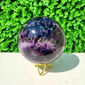 Natural Rainbow Phantom Fluorite Sphere: Large Home Decor (5.500Kg)