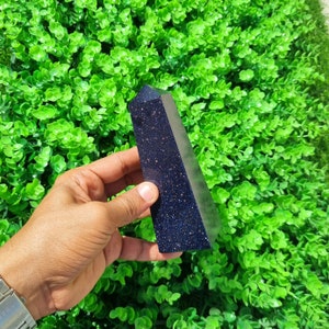 Hot Sale Blue Goldstone Obelisk Tower | Blue Goldstone | Handmade Gemstone Obelisk | Weight 450Grams | Height 11.43Cm | Home Decor | Gift