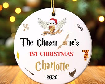 Personalized Wizard Baby's First Christmas Ornament, Magic Gift