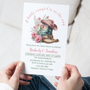 Little Cowgirl Baby Shower Invitation, Editable Cowgirl Baby Shower Invite, A little Cowgirl Baby Shower, Cowboy Girl Baby, Instant Download