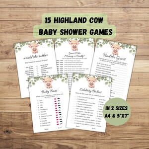 15 giochi per baby shower Highland Cow, pacchetto di giochi per baby shower Boho Cow, pacchetto di giochi per baby shower Holy Cow, divertente baby shower, download istantaneo