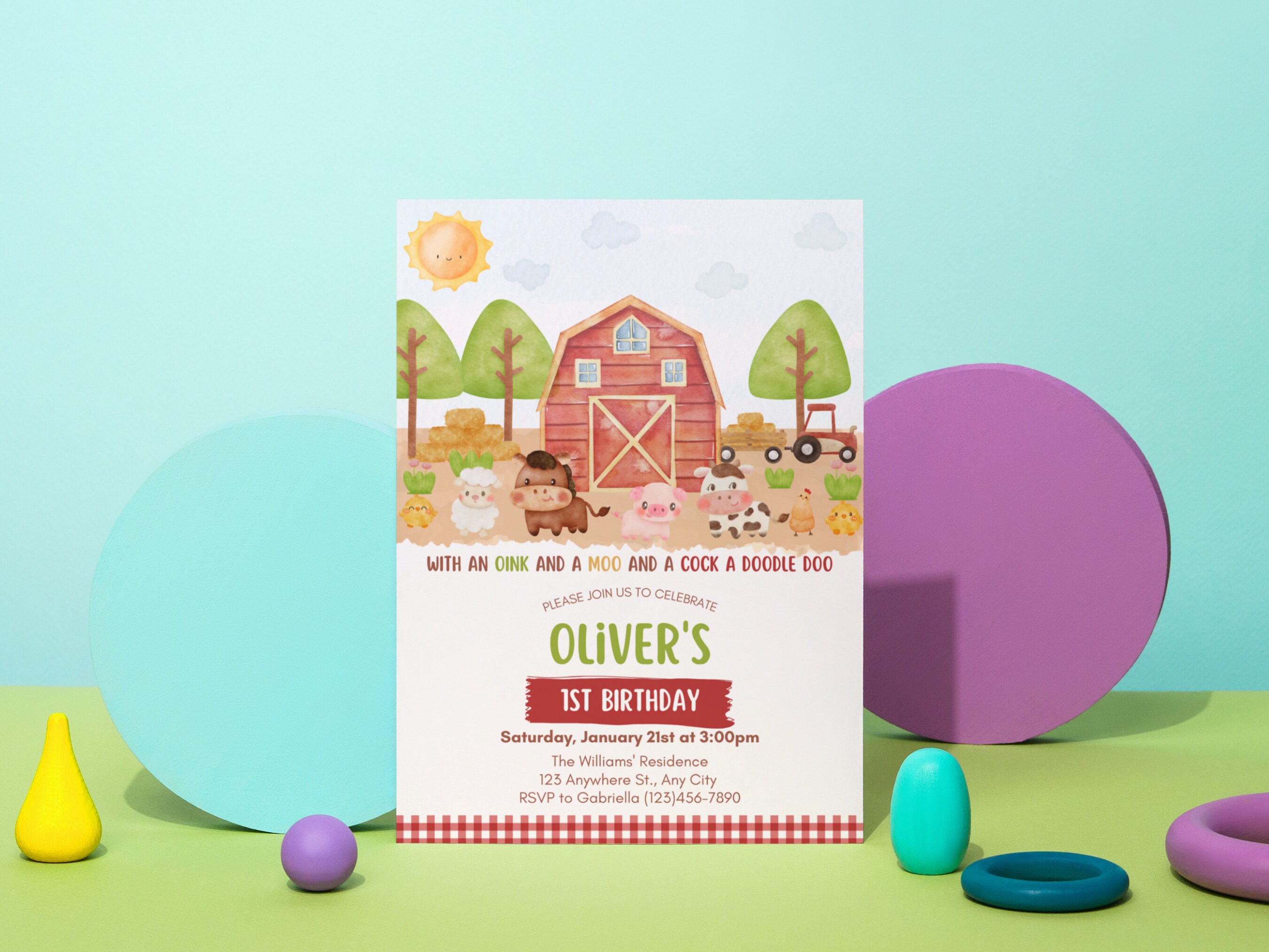 Editable Farm Birthday Invitation, Barn Animals Party Invite Template ...
