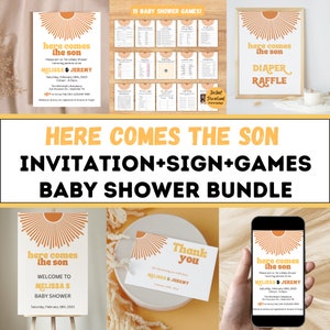 Here Comes the Son Baby Shower Invitation Bundle Here Comes - Etsy ...