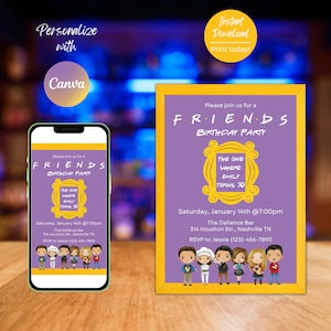 Editable Friends Birthday Invitation Template, The One Where Friends Birthday Invitation, Friends Theme Birthday Invite, Instant Download