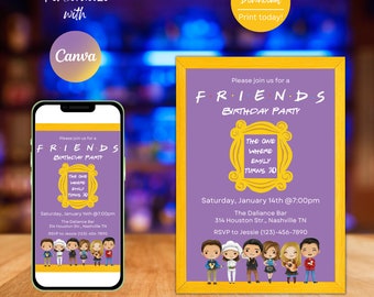 Friends Birthday Invitation Template, Editable Party Invite (Instant Download)