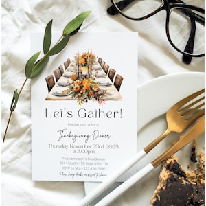 Fall Dinner Invitation, Pumpkin Thanksgiving Invite (Editable Instant Download)