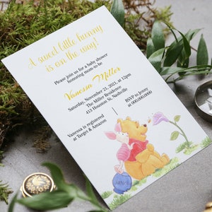 Winnie the Pooh Babypartyeinladungsvorlage, Winnie Invite, Honigbiene, bearbeitbare digitale Vorlage, sofortiger Download