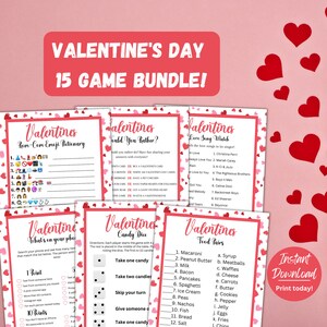 Valentine&#39;s Day Game Bundle | 15 Printable Valentine&#39;s Day Games | Party Games and Activities | Valentines Family Games | Instant Download